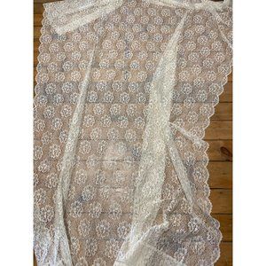 Vintage JC Penny Lace Curtain Panel 60” x 84” Scalloped Edge